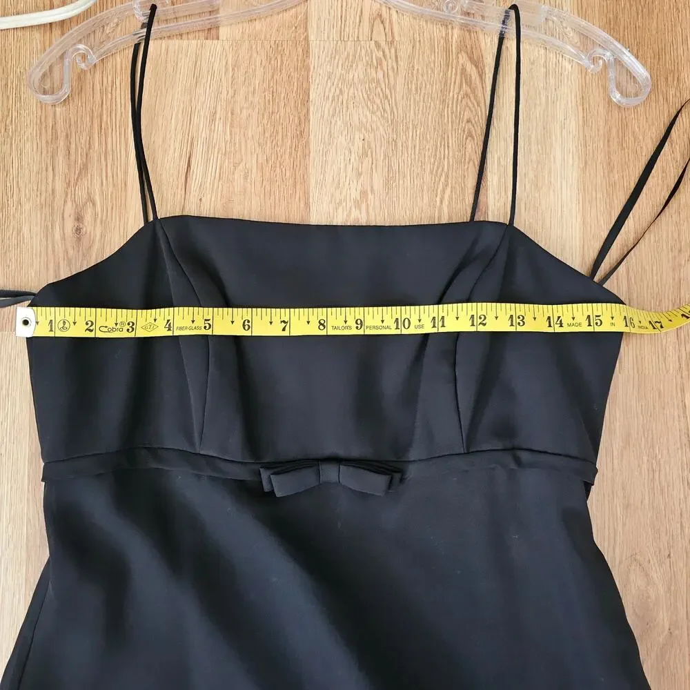 Priscilla of Boston Black Spaghetti Straps Bow Detail Formal Dress Homecomig VTG - Picture 5 of 8